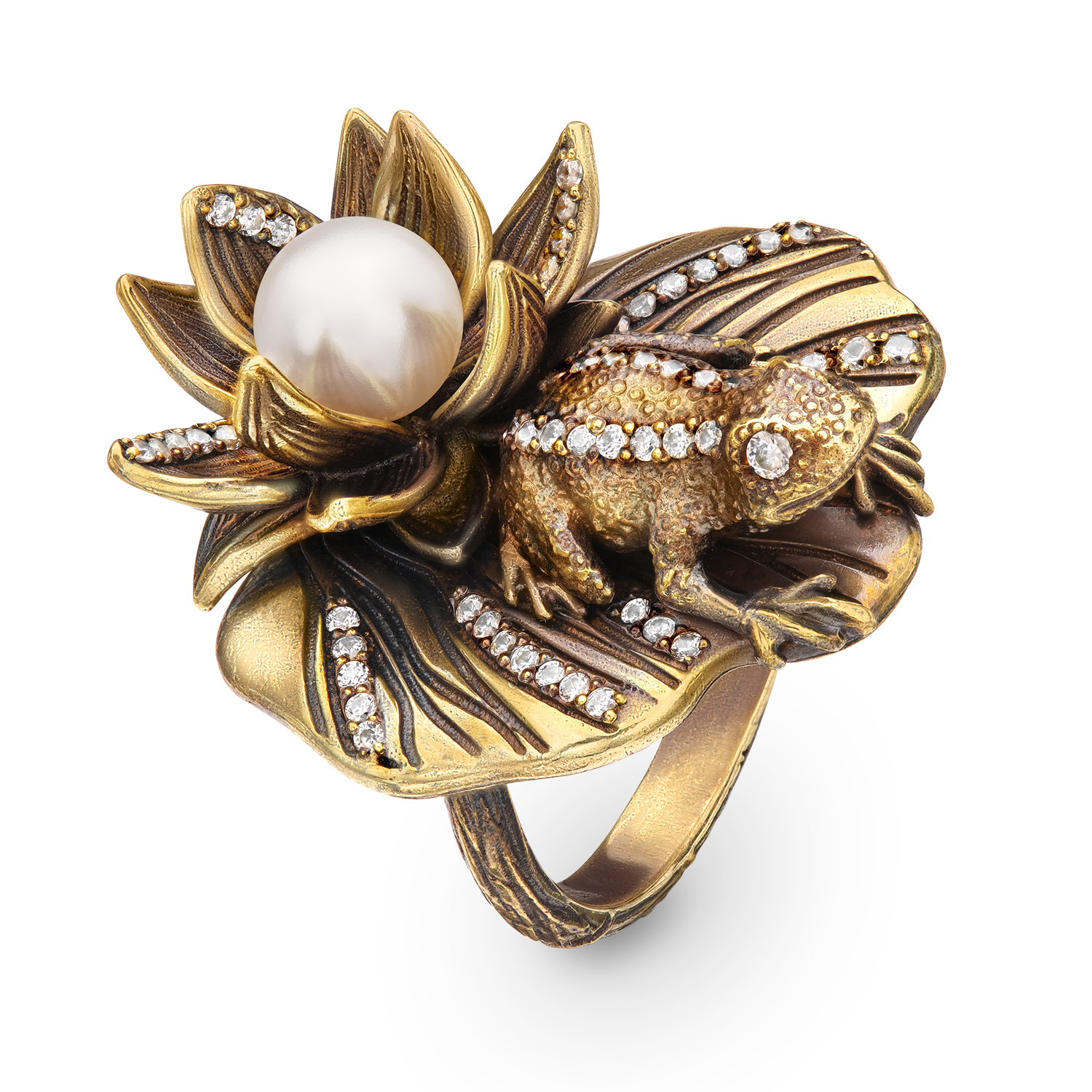 AN1702 PEARL Кольцо Rana di loto Fiore di Firenze