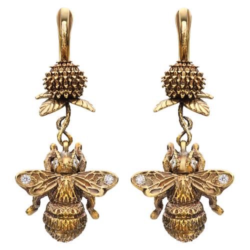 OR2004 CRYSTAL Серьги Bumblebee sul trifoglio Fiore di Firenze