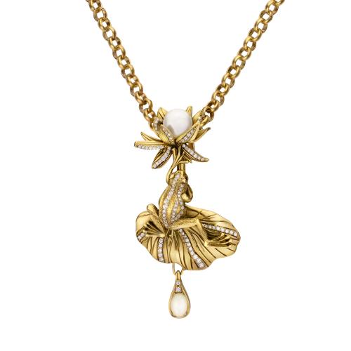 CO1702 PEARL Колье/Брошь Rana di loto Fiore di Firenze